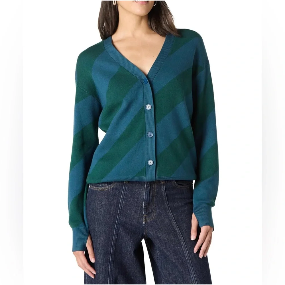 The Drop Women’s Legion Blue/Rain Forest Cardigan by @takkunda, L, NWT - Picture 1 of 4
